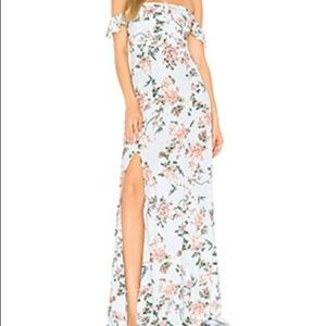 Flynn Skye Bardot Maxi - Blue - Off the Shoulder - Size Small